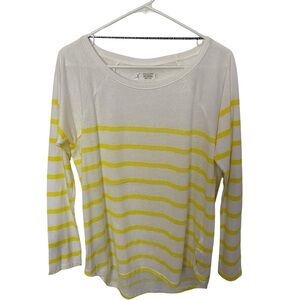 Volcom Told You So White and Yellow Striped Long Sleeve Raglan Tee size Medium